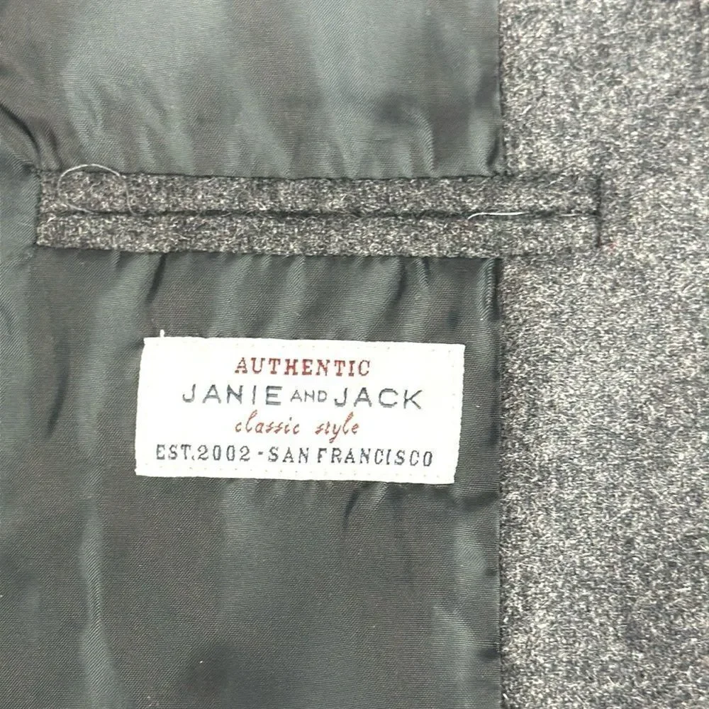 Janie and Jack Wool Blend Blazer Suit Jacket Gray with Elbow Patches sz 4